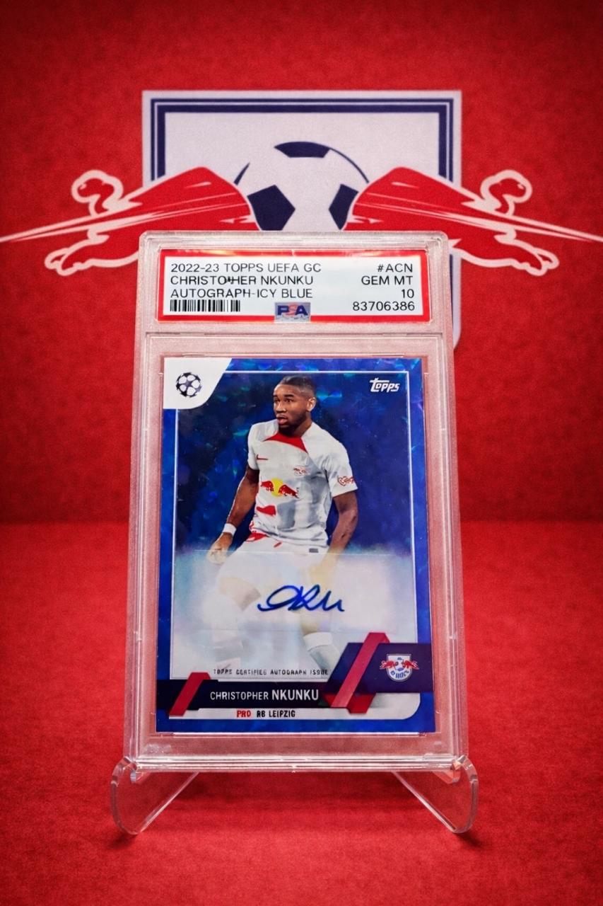 Christopher Nkunku Auto /99 PSA 10 Topps UEFA Icy Blue