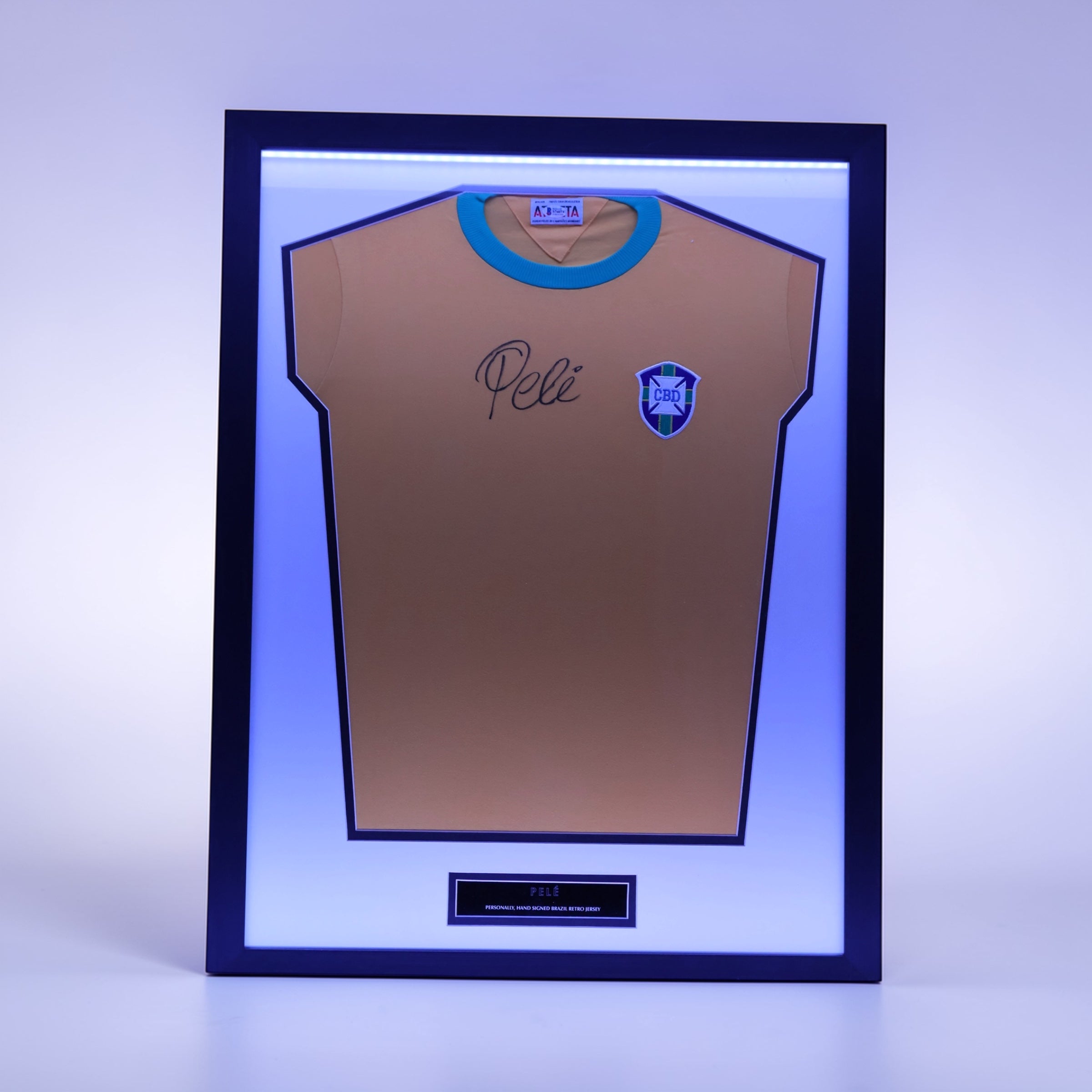 Signed Pele Brazil Jersey (Framed)